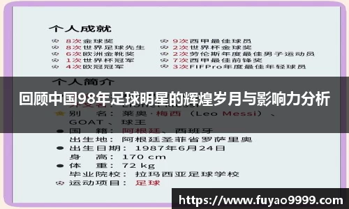 回顾中国98年足球明星的辉煌岁月与影响力分析